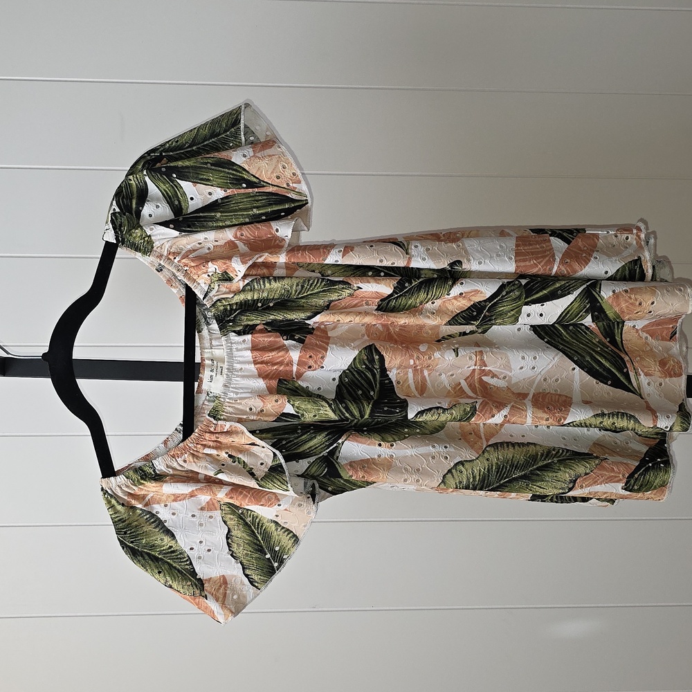 Kim & Cami Off-Shoulder Eyelet Blouse with Floral Design